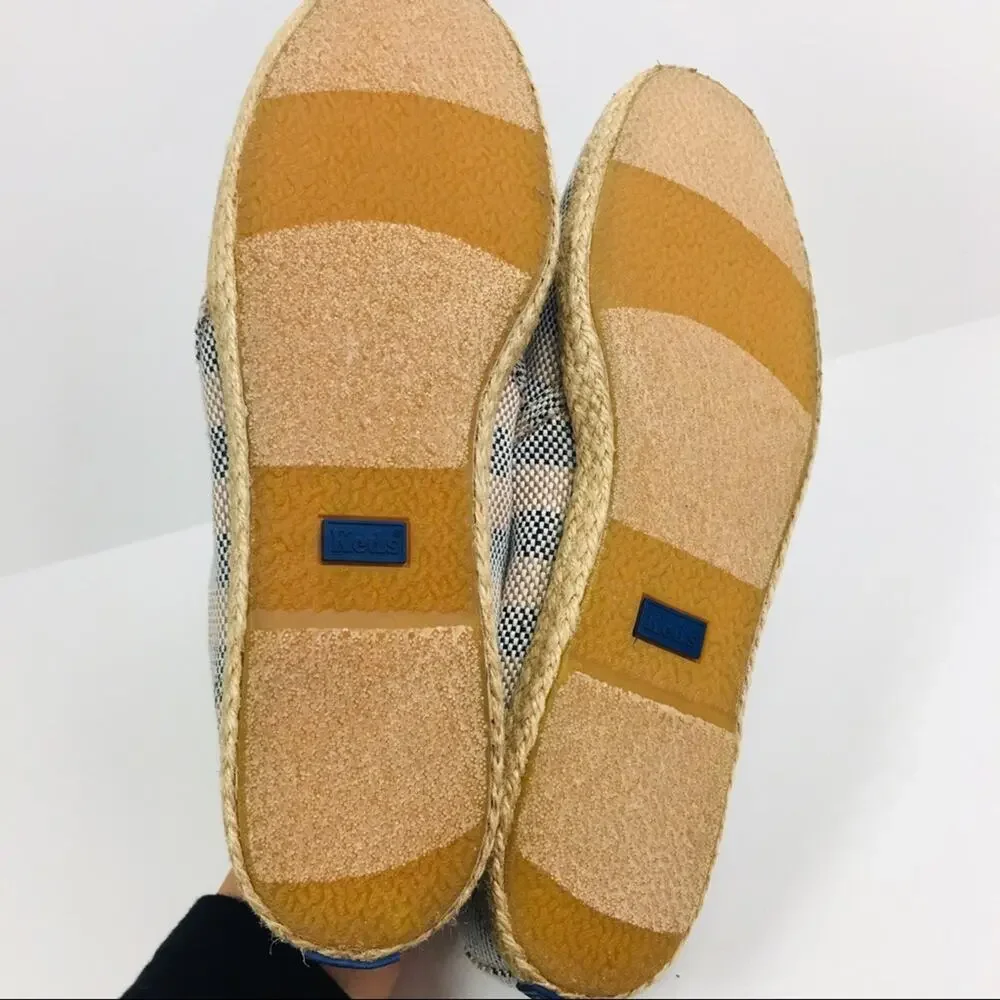 Keds Canvas Stripe Espadrille Slip On Flats Size 8.5